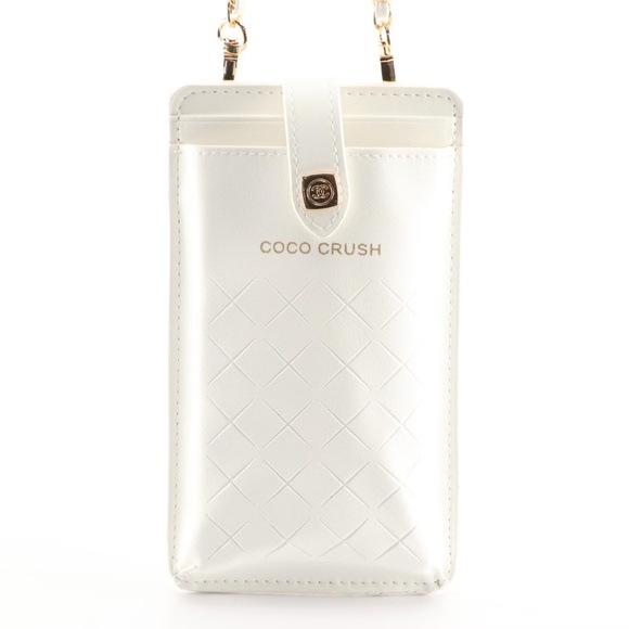 CHANEL Handbags - Chanel White Coco Crush Phone Case Crossbody with Interwoven Chain Strap NIB